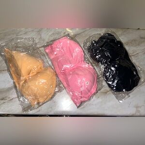 NWOT 3 PK  Bundle.  Comfort and Support Bra Set Pink, Black, Nude Size 4X